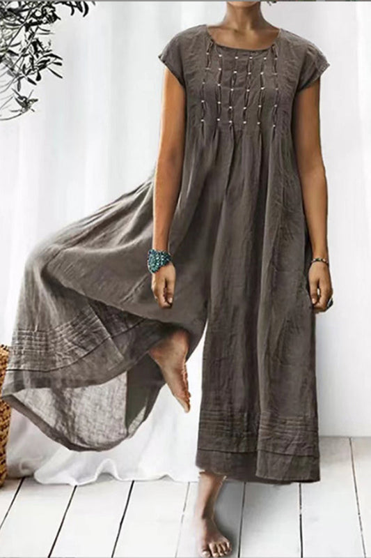 Casual simplicity sturdy O-neck loose jumpsuits (6 couleurs)