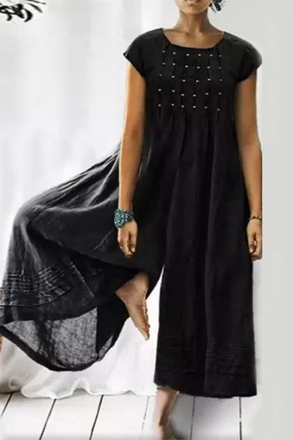 Casual simplicity sturdy O-neck loose jumpsuits (6 couleurs)