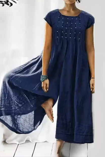 Casual simplicity sturdy O-neck loose jumpsuits (6 couleurs)