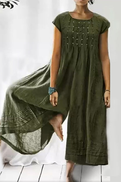 Casual simplicity sturdy O-neck loose jumpsuits (6 couleurs)