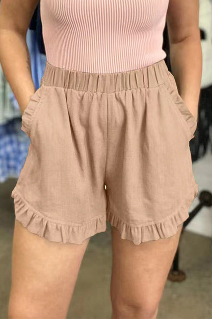 Pantalon uni décontracté avec poches amples taille haute jambe large