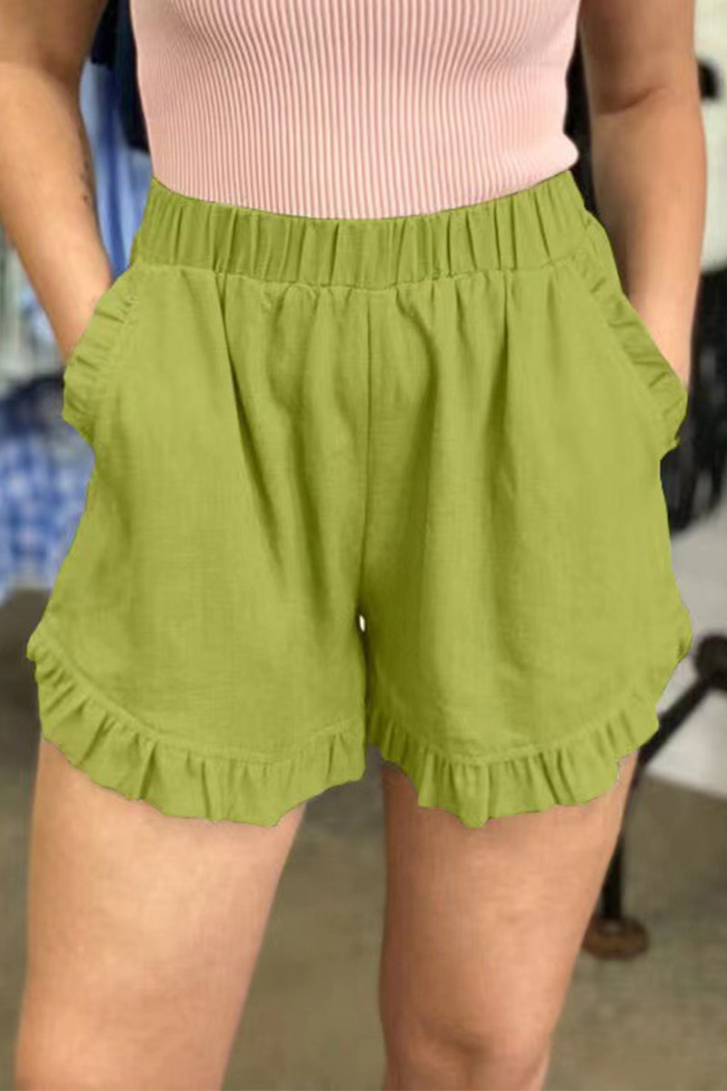 Pantalon uni décontracté avec poches amples taille haute jambe large