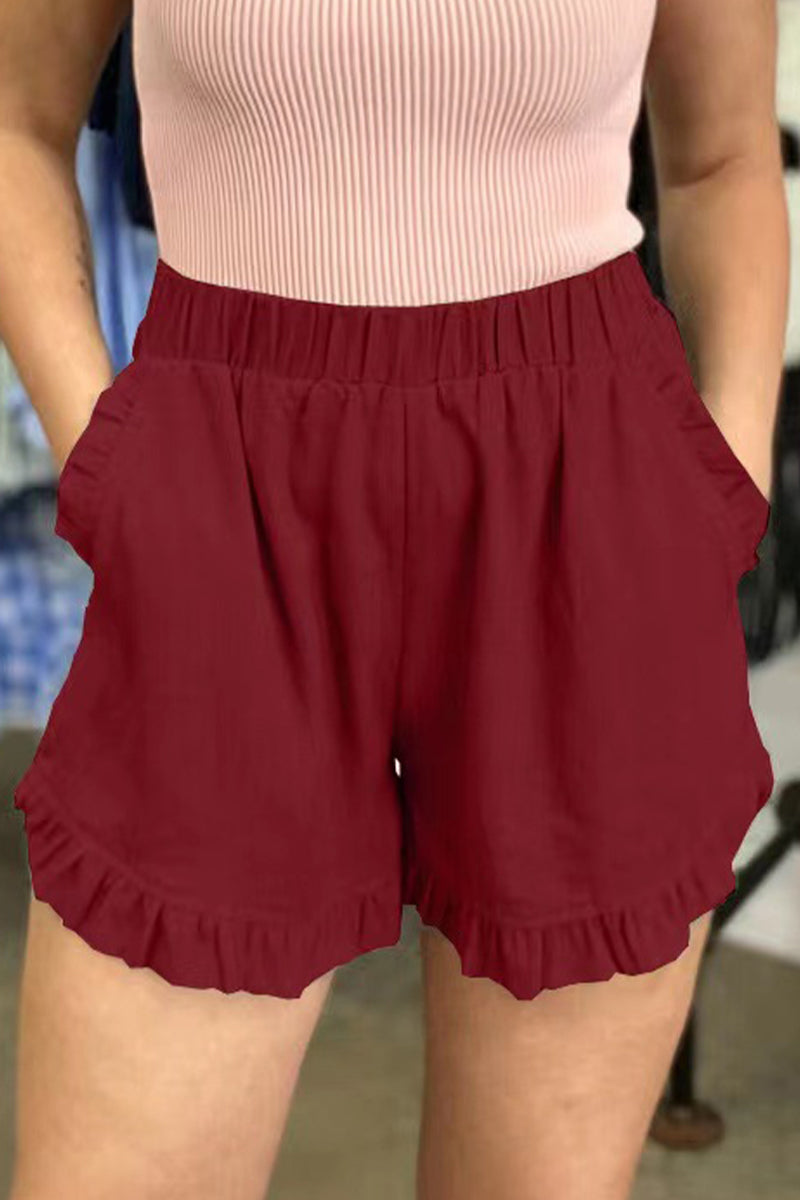 Pantalon uni décontracté avec poches amples taille haute jambe large