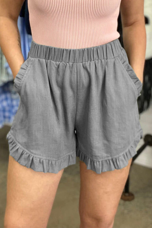 Pantalon uni décontracté avec poches amples taille haute jambe large