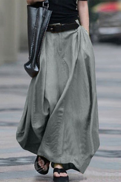 Casual Simplicity Pantalon uni sans ceinture à taille haute type A de couleur unie (5 couleurs)