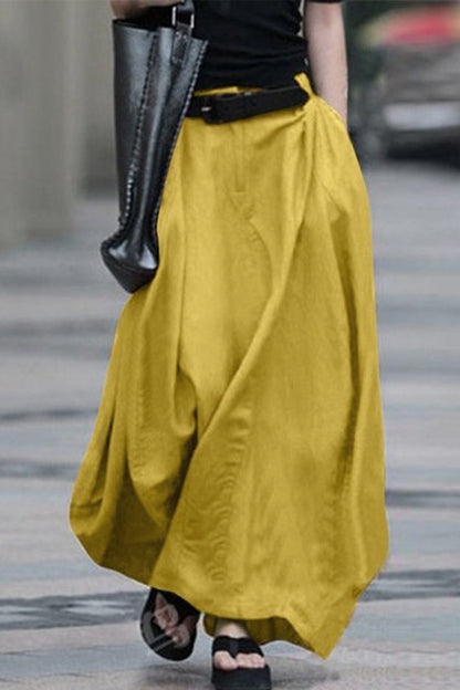 Casual Simplicity Pantalon uni sans ceinture à taille haute type A de couleur unie (5 couleurs)
