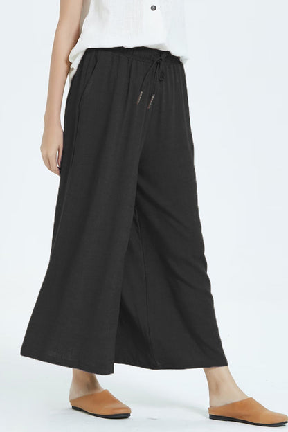 Casual simplicity solid make old loose high-waistted wide leg plain-colour short (8 couleurs)
