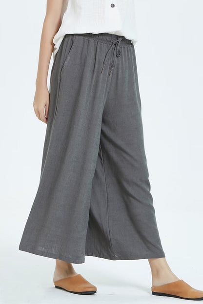 Casual simplicity solid make old loose high-waistted wide leg plain-colour short (8 couleurs)
