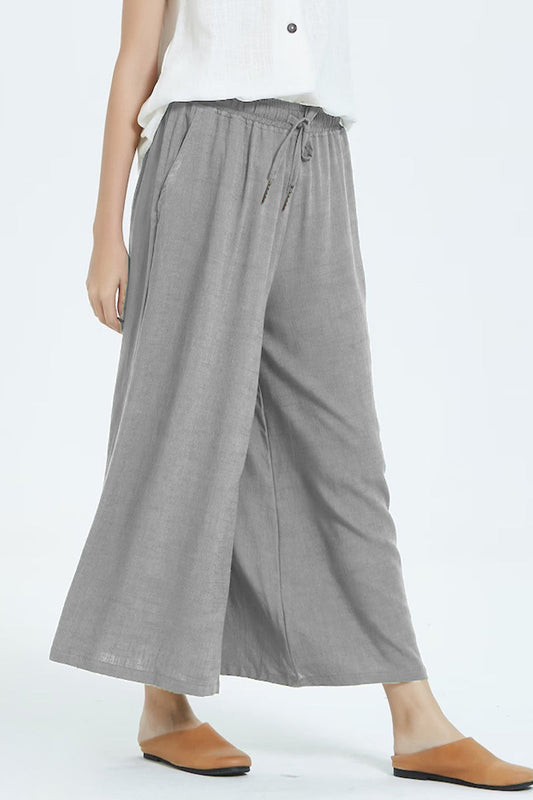 Casual simplicity solid make old loose high-waistted wide leg plain-colour short (8 couleurs)