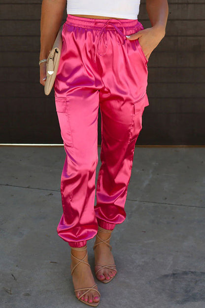 Casual - Pantalon à taille haute de couleur unie avec sac uni