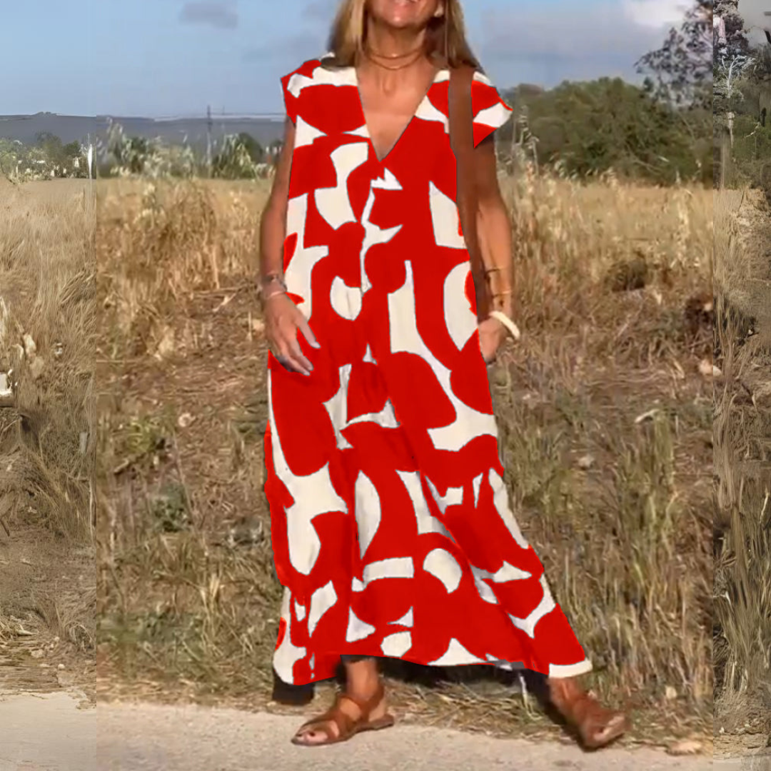 ROBE IMPRIMÉE À ENCOLURE EN V