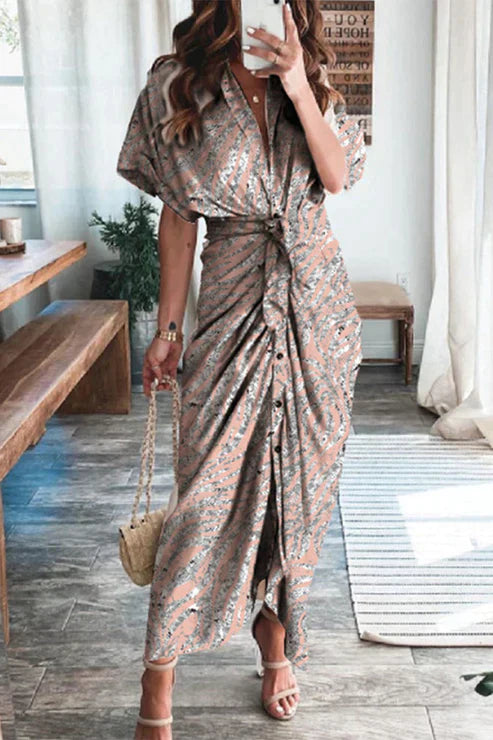 Joahann - Robes élégantes imprimées avec boucle de frénateur et coupe crayon