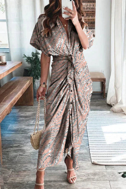 Joahann - Robes élégantes imprimées avec boucle de frénateur et coupe crayon