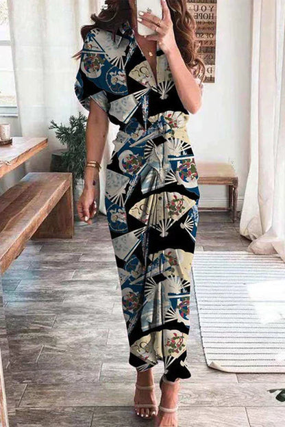 Joahann - Robes élégantes imprimées avec boucle de frénateur et coupe crayon