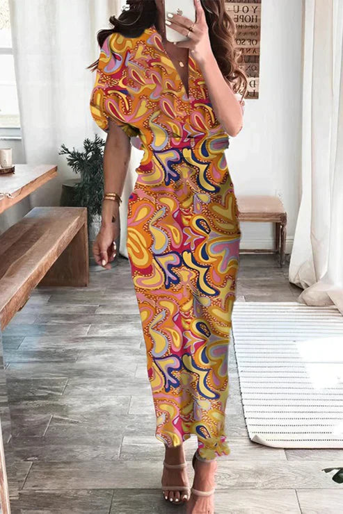 Joahann - Robes élégantes imprimées avec boucle de frénateur et coupe crayon
