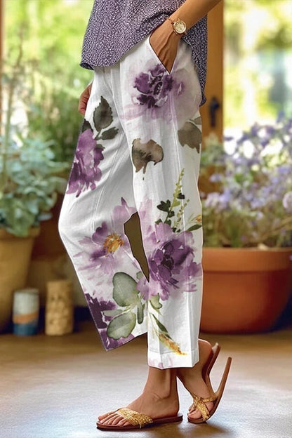 Patchwork floral - Maillots de bain amples à taille moyenne et à jambe droite entièrement imprimés (6 couleurs)