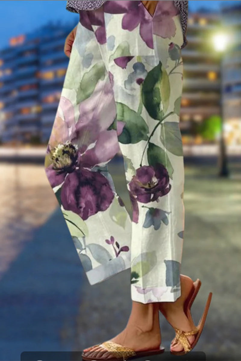 Patchwork floral - Maillots de bain amples à taille moyenne et à jambe droite entièrement imprimés (6 couleurs)