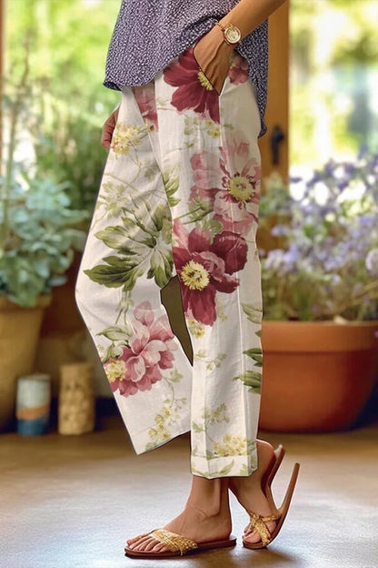 Patchwork floral - Maillots de bain amples à taille moyenne et à jambe droite entièrement imprimés (6 couleurs)