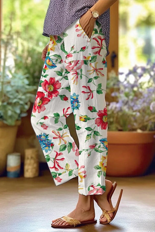 Patchwork floral - Maillots de bain amples à taille moyenne et à jambe droite entièrement imprimés (6 couleurs)