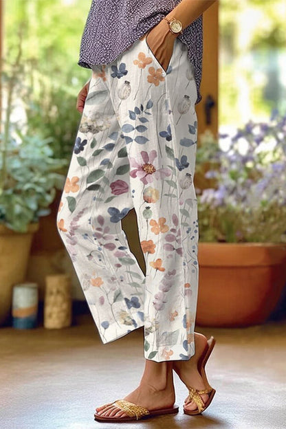 Patchwork floral - Maillots de bain amples à taille moyenne et à jambe droite entièrement imprimés (6 couleurs)