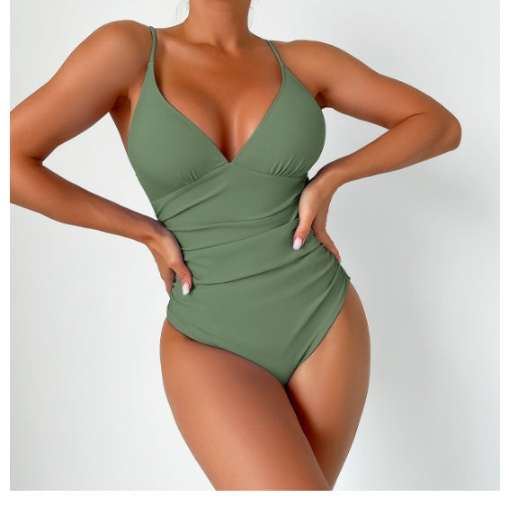 LolaBeach - Maillot de bain uni à col V profond