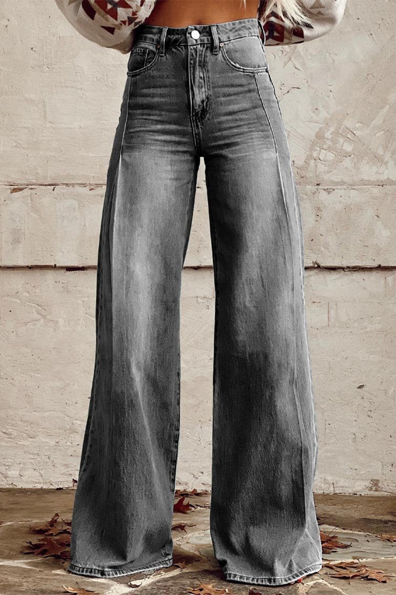 Casual Street short à jambe large de couleur unie avec boutons usés et loose high-waist