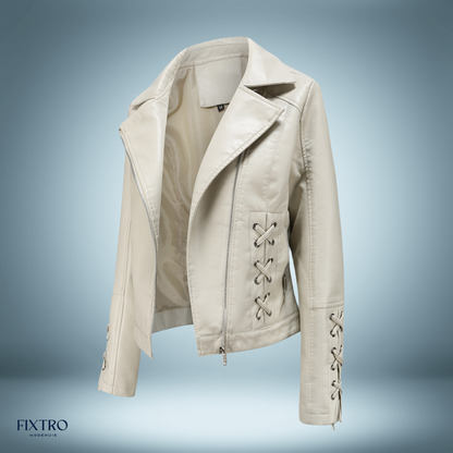 Exclusif - blouson en cuir avec tresses