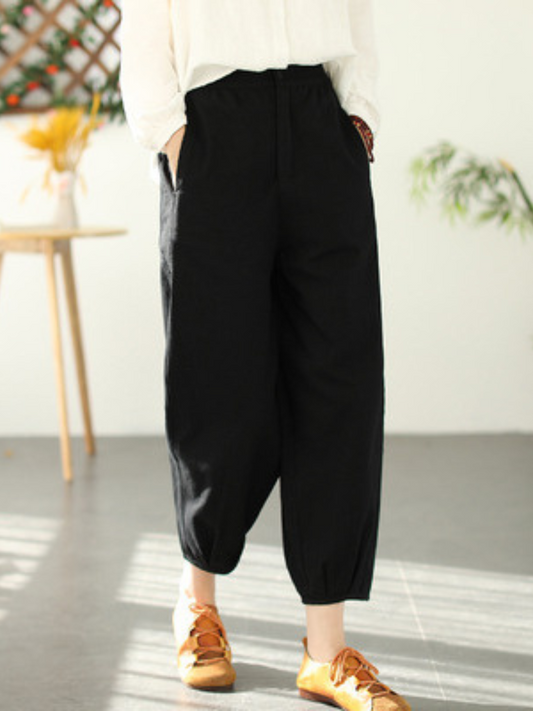 Fashion Casual Elastic Waist Loose Long Harem Pants (pantalon de sarrasin long à taille élastique)