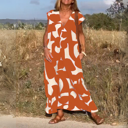 ROBE IMPRIMÉE À ENCOLURE EN V