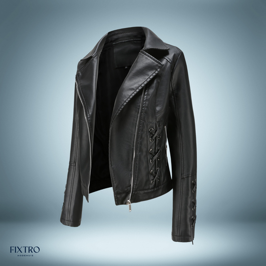 Exclusif - blouson en cuir avec tresses