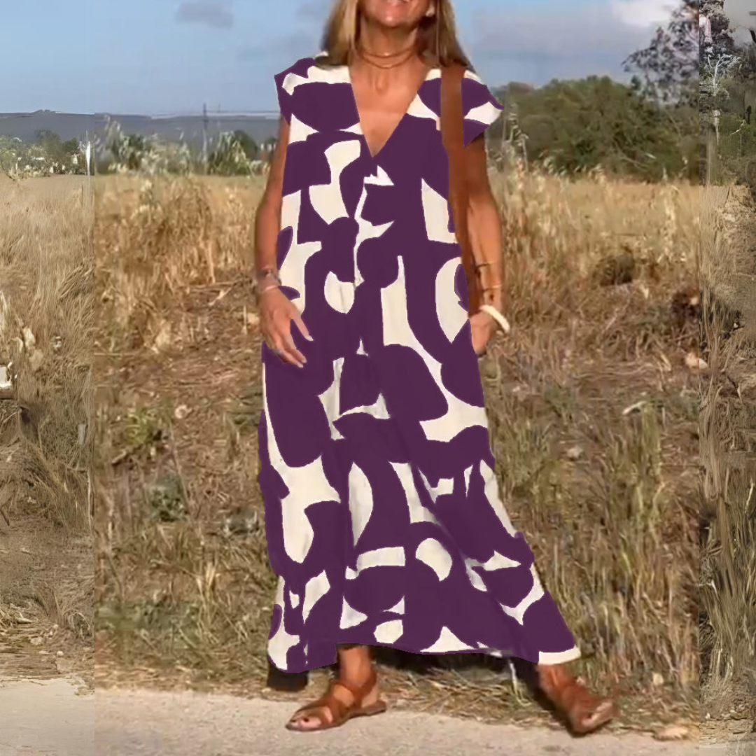 ROBE IMPRIMÉE À ENCOLURE EN V