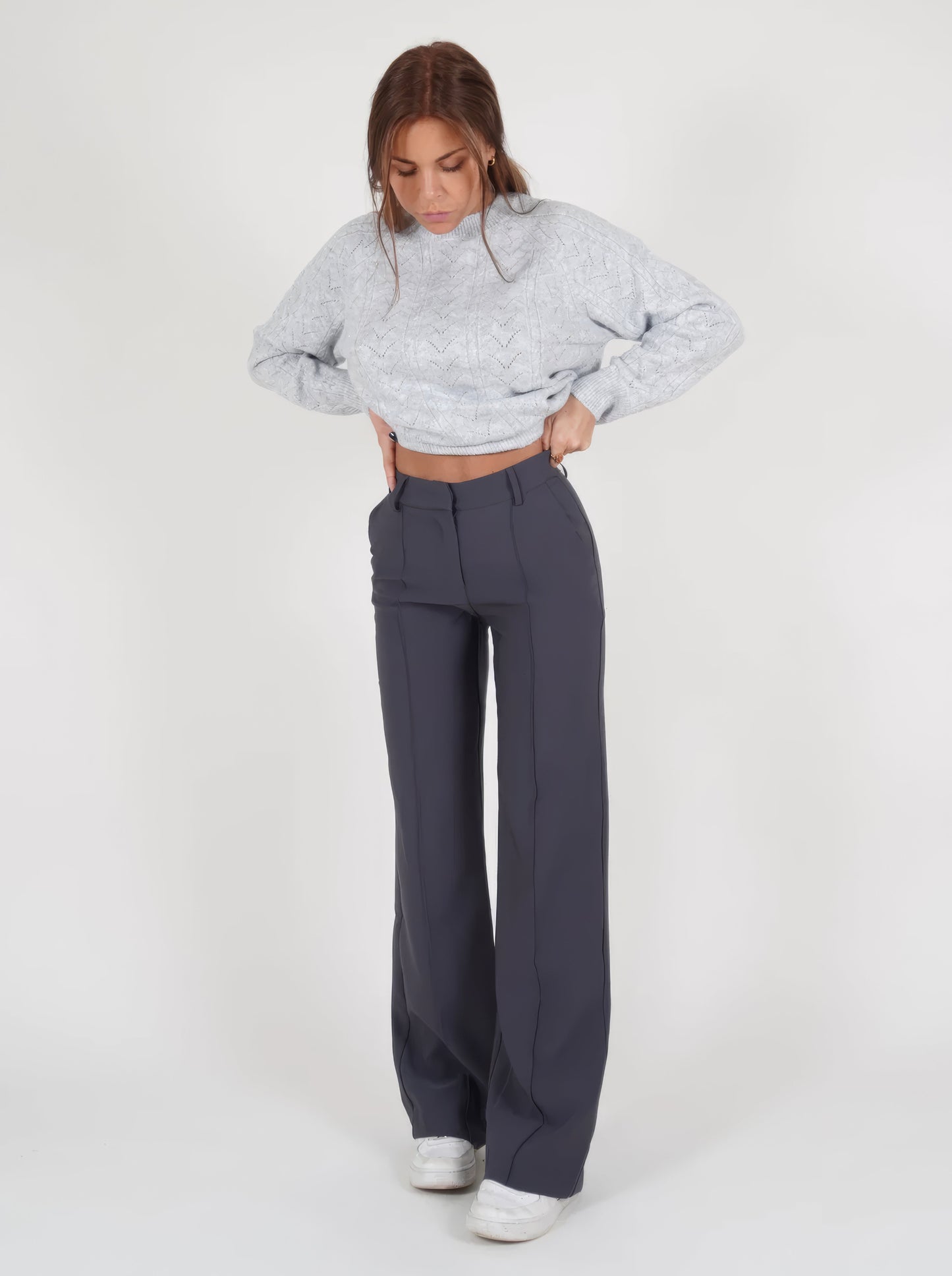 Pantalon à plis décontracté pour femme
