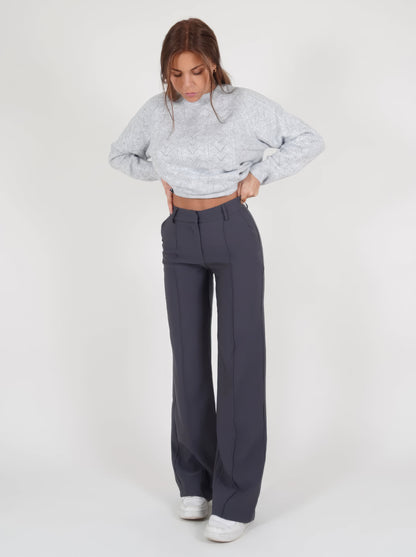 Pantalon à plis décontracté pour femme