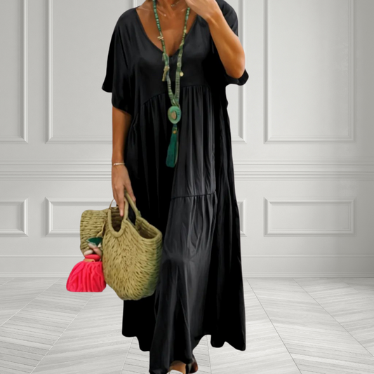robe ample avec encolure en V et manches trois-quarts dans un style moderne