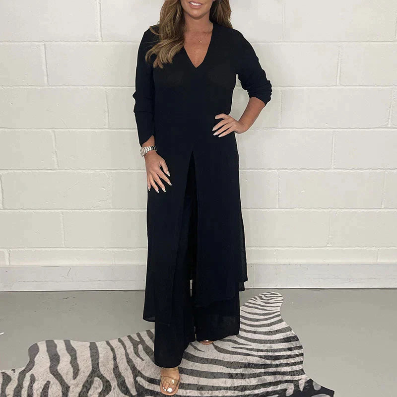 Vicy |Costume deux pièces avec haut long et pantalon assorti