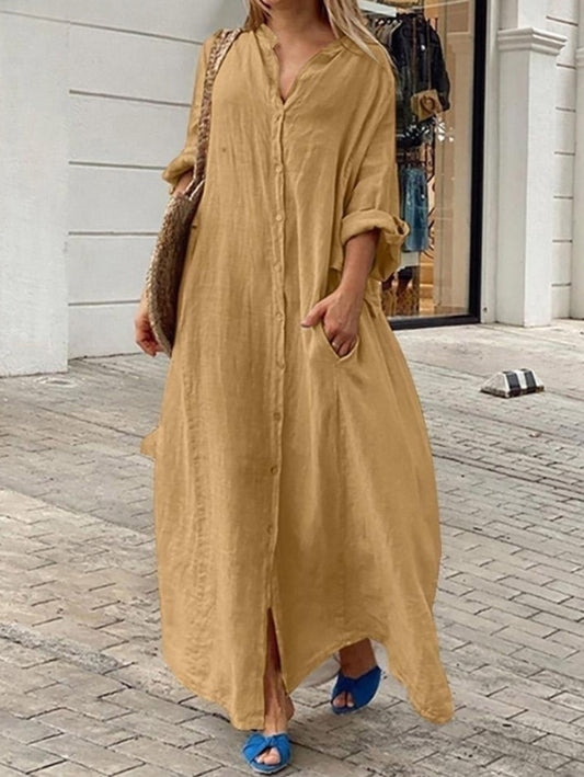 Robe Aura à boutons et manches longues