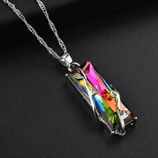 Collier avec pierre arc-en-ciel Arbre de vie