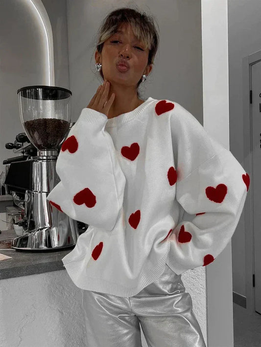 Anne | pull-over en tricot de coeur