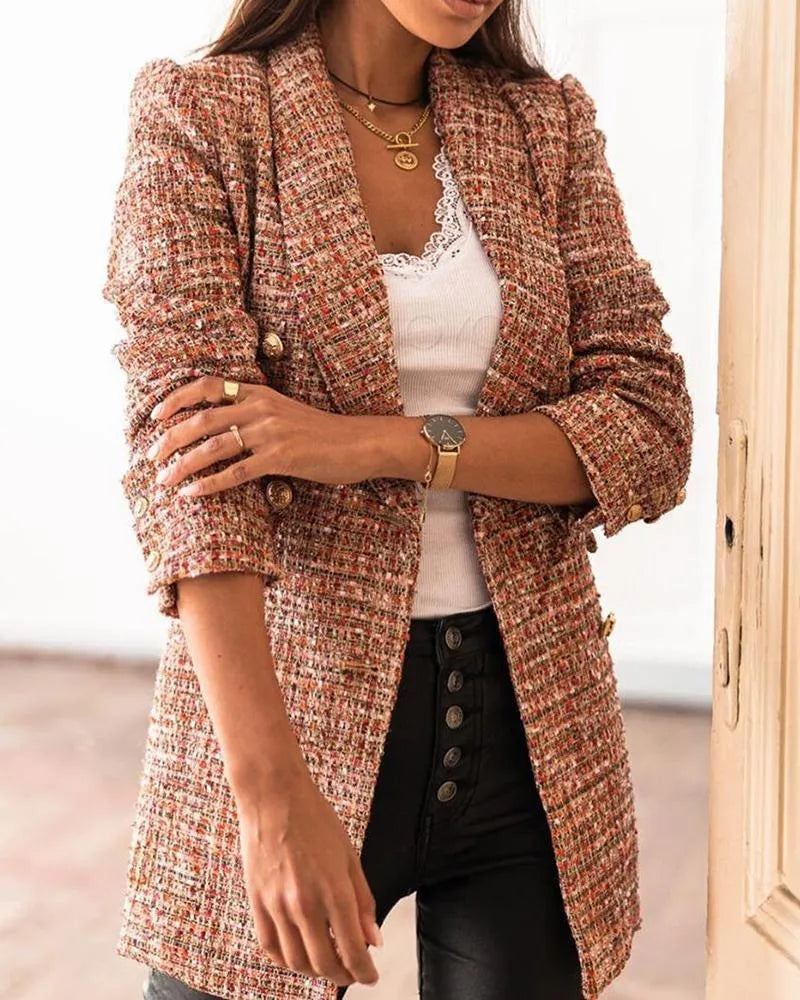 Blazer - Collection élégante - Texture détaillée, boutons dorés - Parfait pour le travail ou les occasions habillées