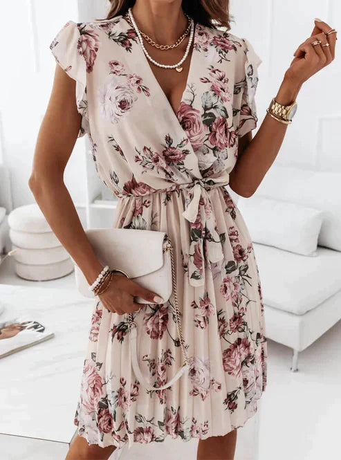 Clarissa -Mini robe à manches volantes et imprimé floral