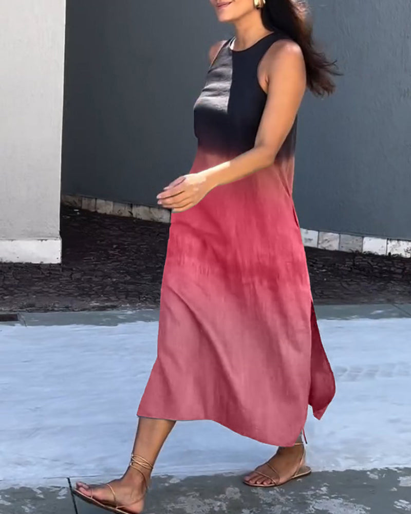 Robe sans manches avec fente latérale