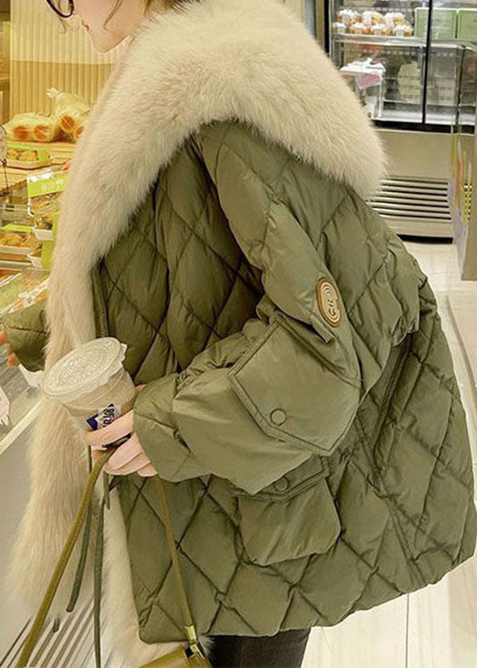 Veste chaude pour dames avec doublure en duvet de canard et col vert