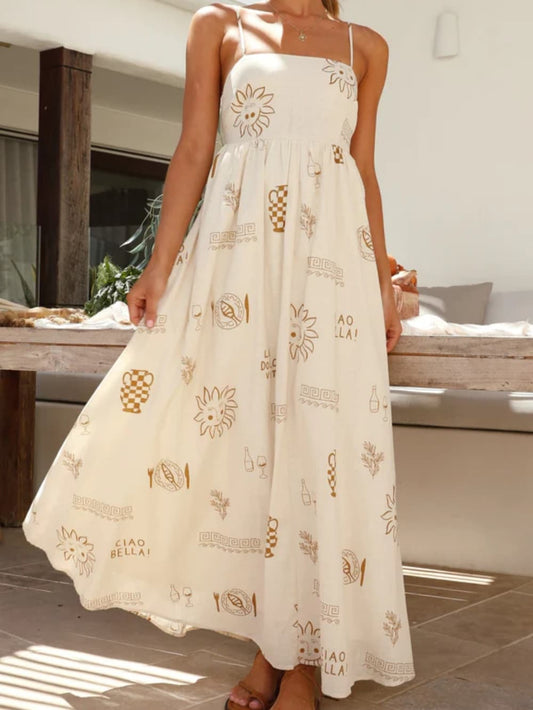 Robe longue Chill Vibes avec dos nu et fines bretelles