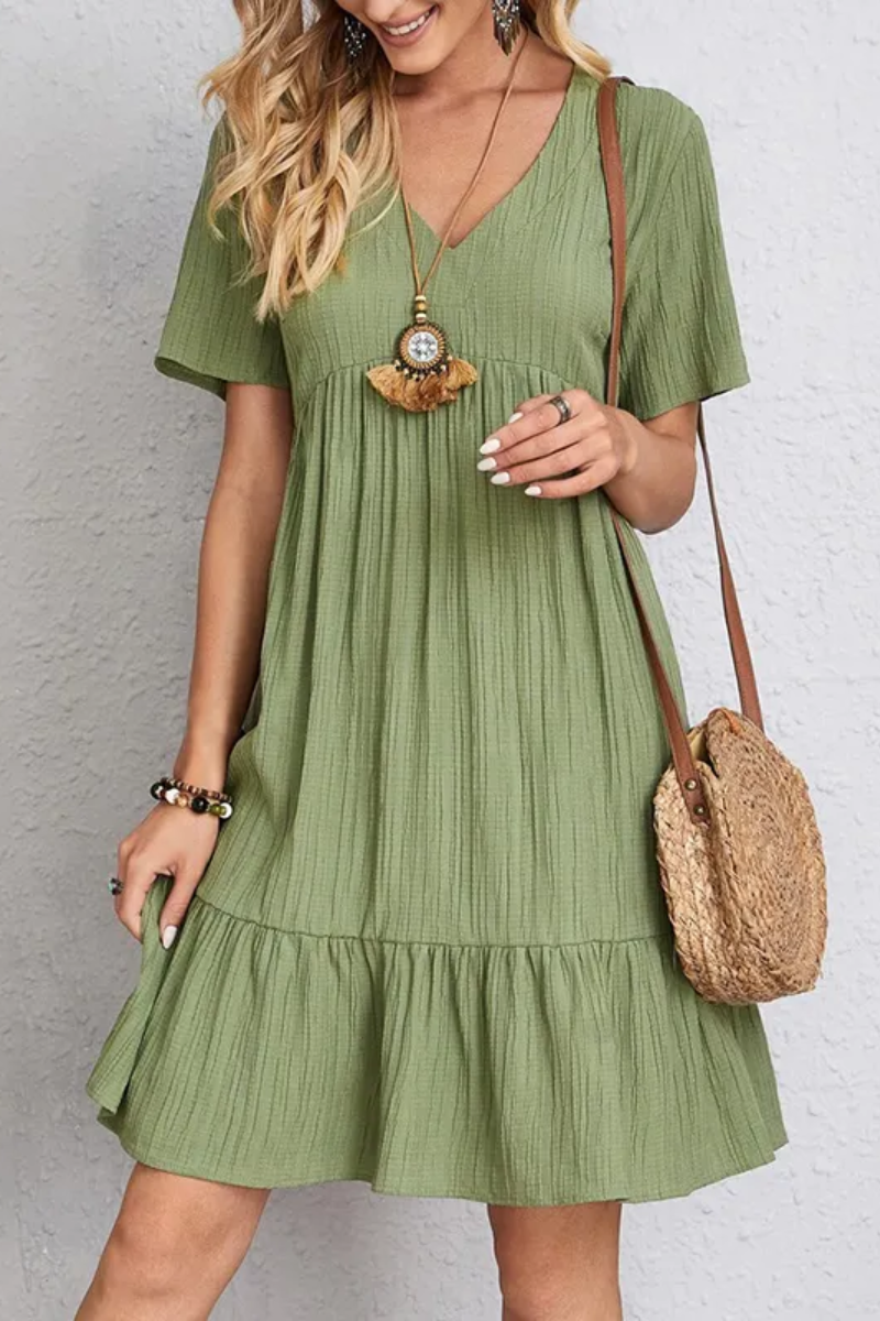 Chloe | Robe à volants et col en V pour femme
