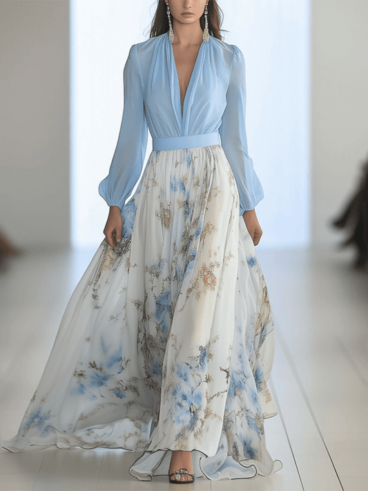 Robe longue pour femme avec motif floral élégant et moderne
