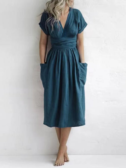 Robe décontractée unie sans bretelles pour femmes, couleur unie