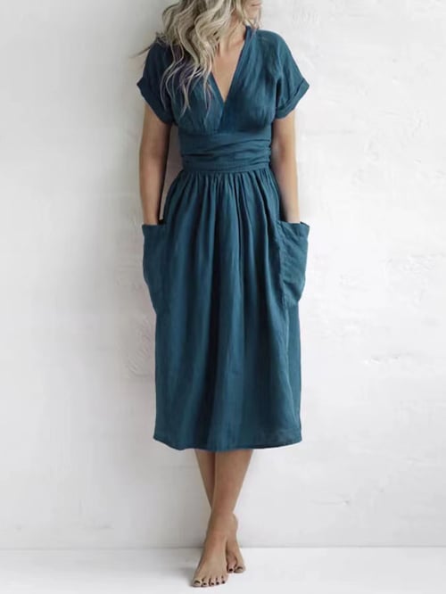 Robe décontractée unie sans bretelles pour femmes, couleur unie