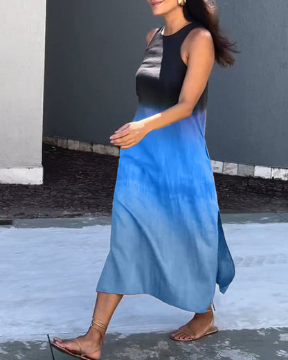 Robe sans manches avec fente latérale