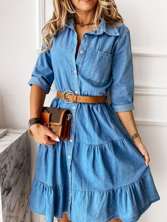 Robe en jean avec boutons et poches
