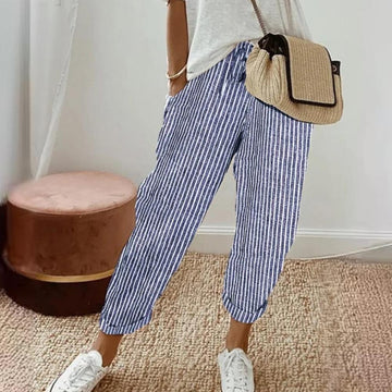 Pantalon décontracté à rayures verticales